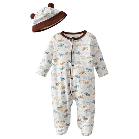 Pijama de una pieza overol de algodón de Little Me (Cachorros)