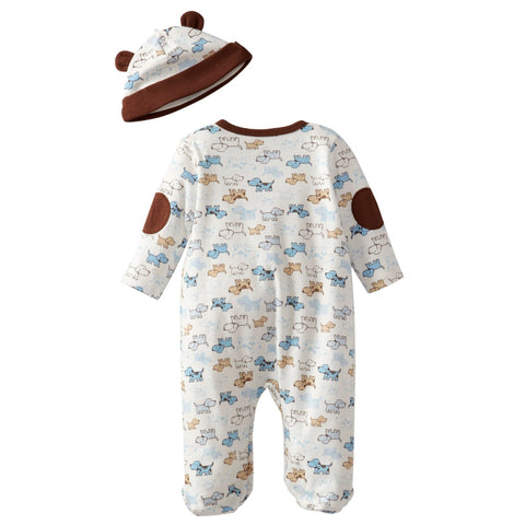 Pijama de una pieza overol de algodón de Little Me (Cachorros)